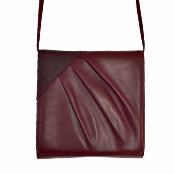 Rare FILENES Vintage Fine Italian Leather Shoulder Bag Small Burgundy Crossbody - Picture 5 of 11
